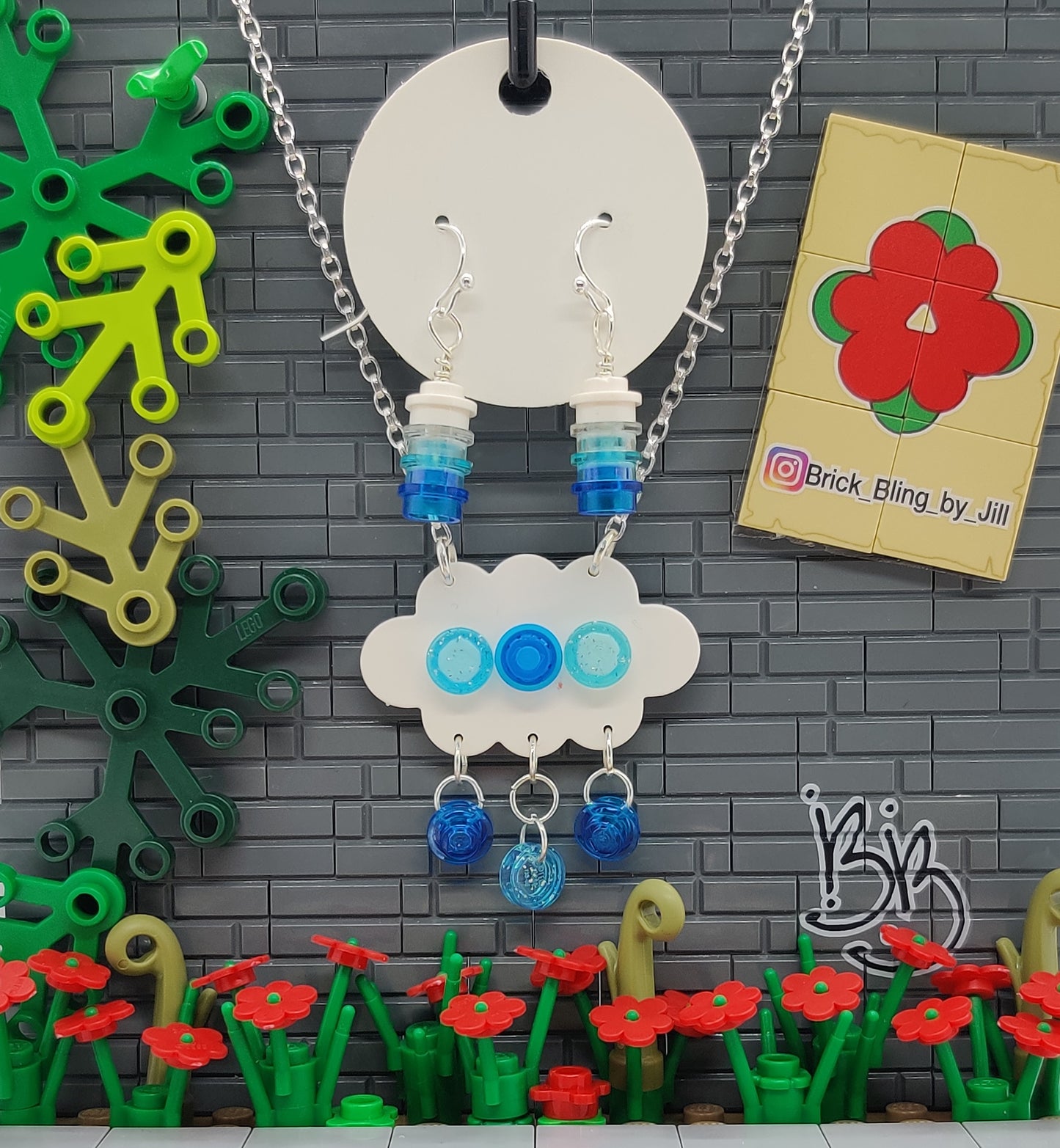 RAIN CLOUD AND RAIN DROP EARRING NECKLACE COMBO